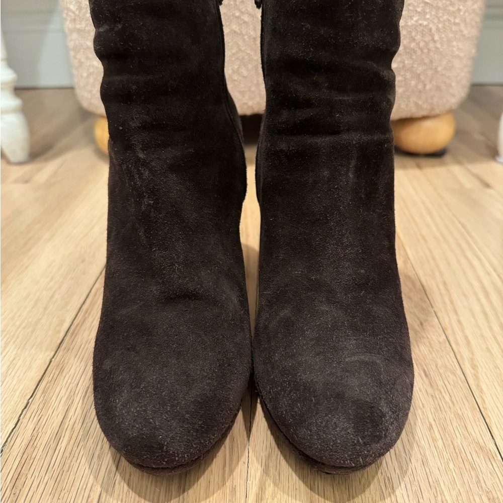 Prada Women's Brown Suede Block Heel Boots (size 37) - Picture 5 of 8